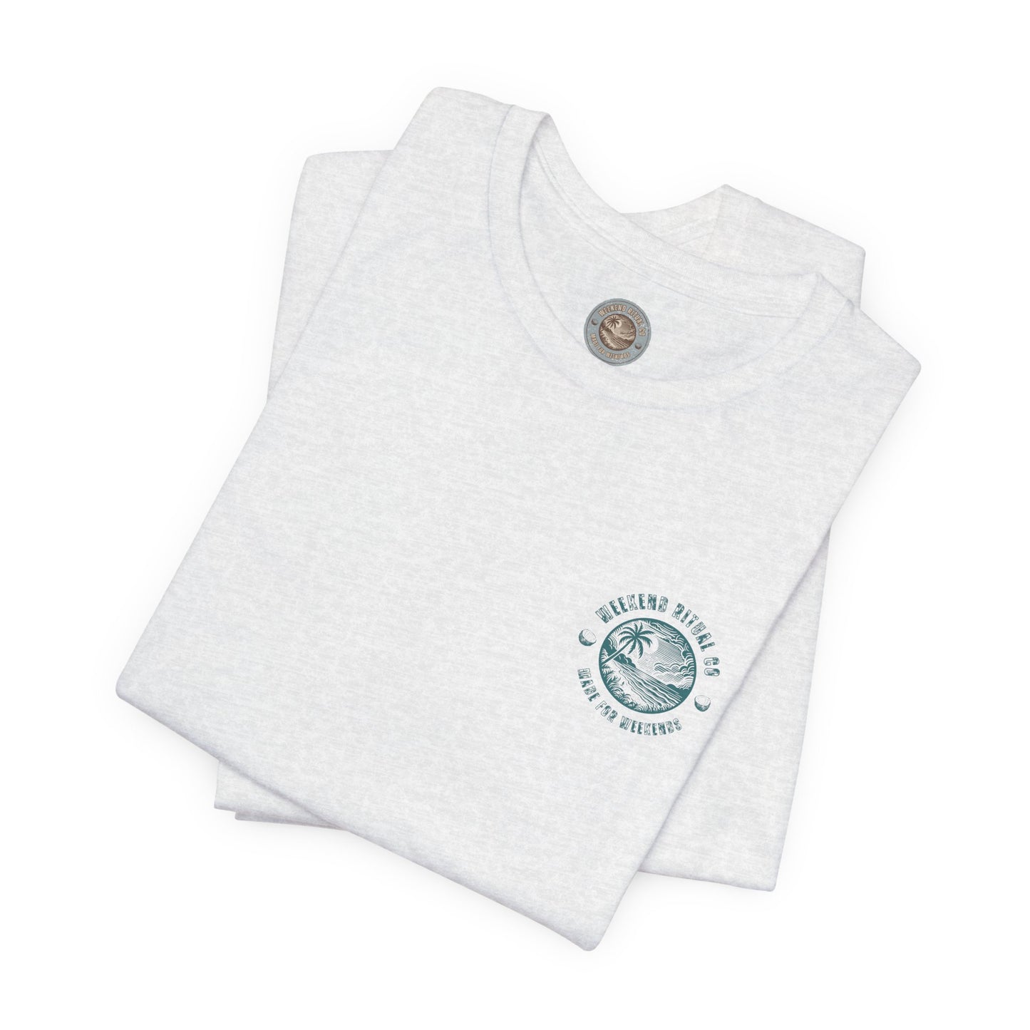 Salty Soul Club Vintage Retro Coastal T-Shirt — Distressed Text Block Back with Logo Front