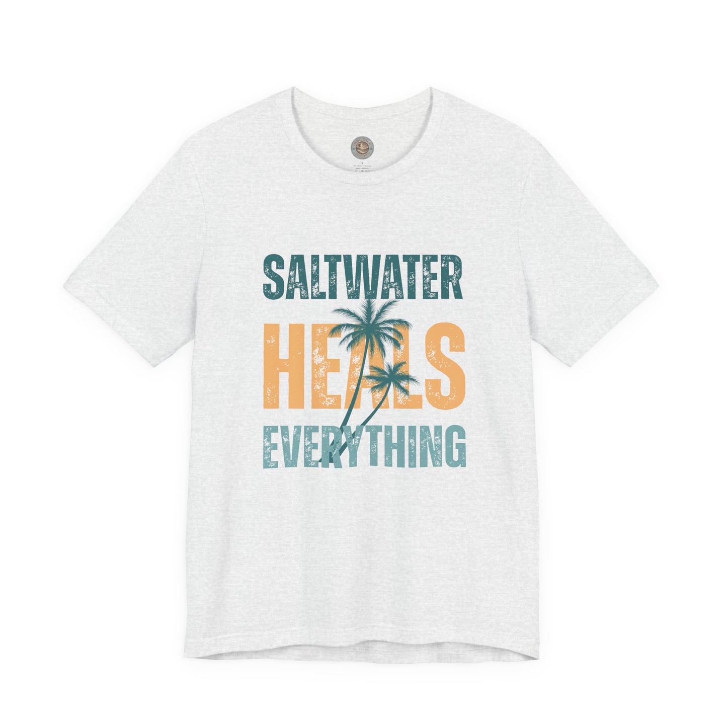Saltwater Heals Everything Club Vintage Retro Coastal T-Shirt — Distressed Text Block