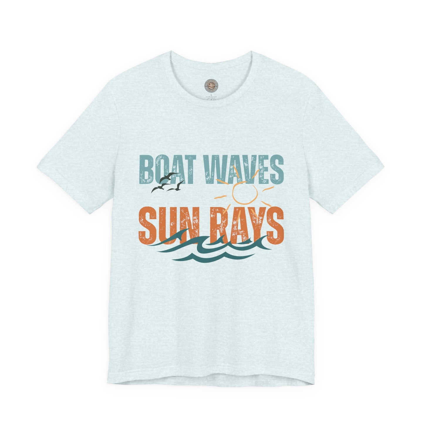 Boat Waves Sun Rays Retro Letter Block Tee