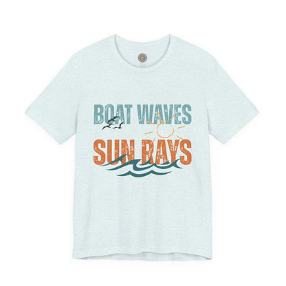 Boat Waves Sun Rays Retro Letter Block Tee