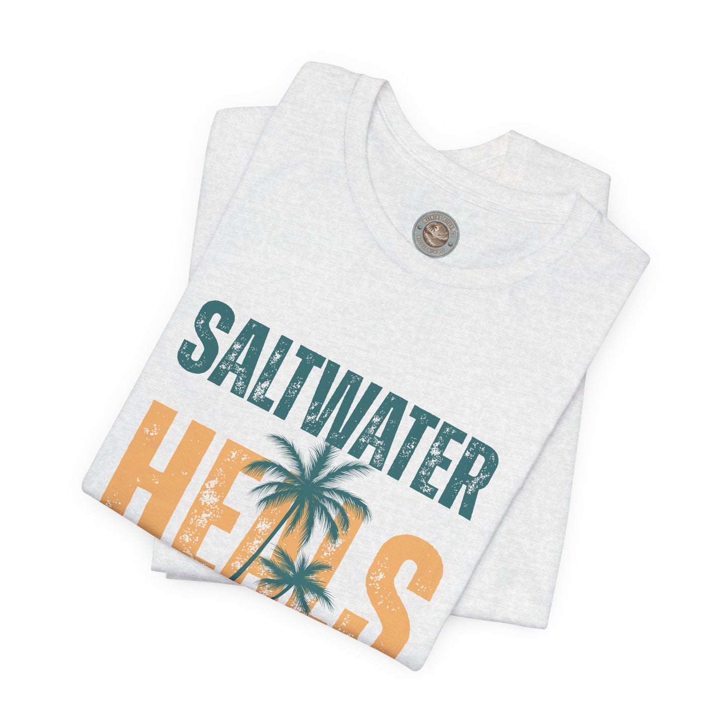 Saltwater Heals Everything Club Vintage Retro Coastal T-Shirt — Distressed Text Block